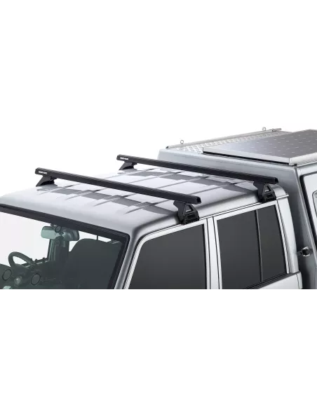 Kit 2 barres de toit noire Heavy Duty 1500mm avec pieds RL150 RHINO