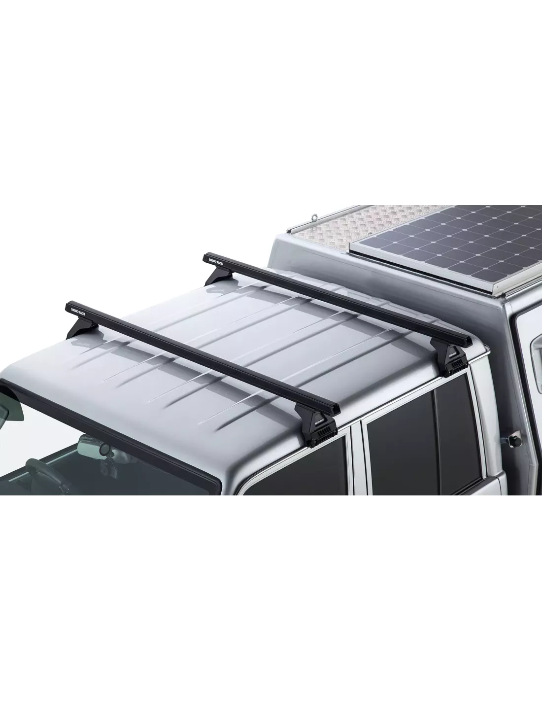 Kit 2 barres de toit noire Heavy Duty 1500mm avec pieds RL150 RHINO
