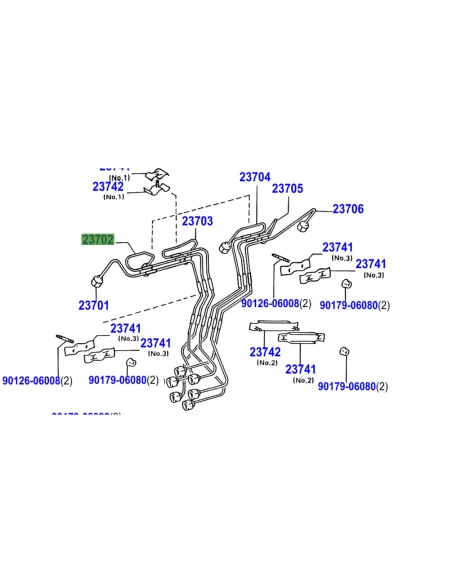 Conduite rigide haute pression injecteur No2 HZJ TOYOTA - accessoire