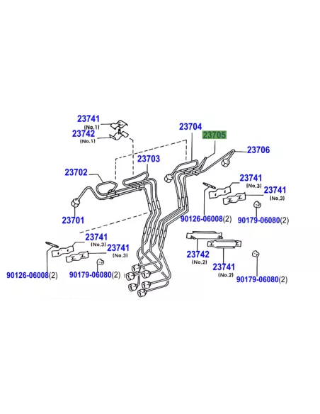 Conduite rigide haute pression injecteur No5 HZJ TOYOTA - accessoire