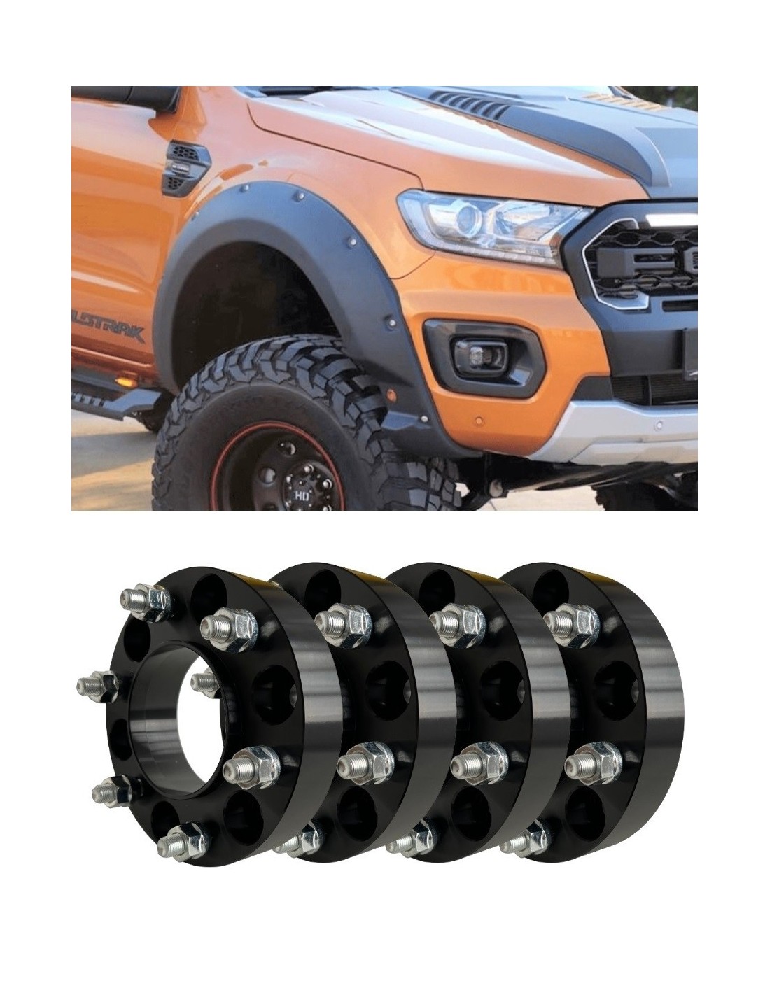 Packen Sie Kotflügelverbreiterungen + Spurverbreiterungen 35 mm Ford Ranger 2012-2022