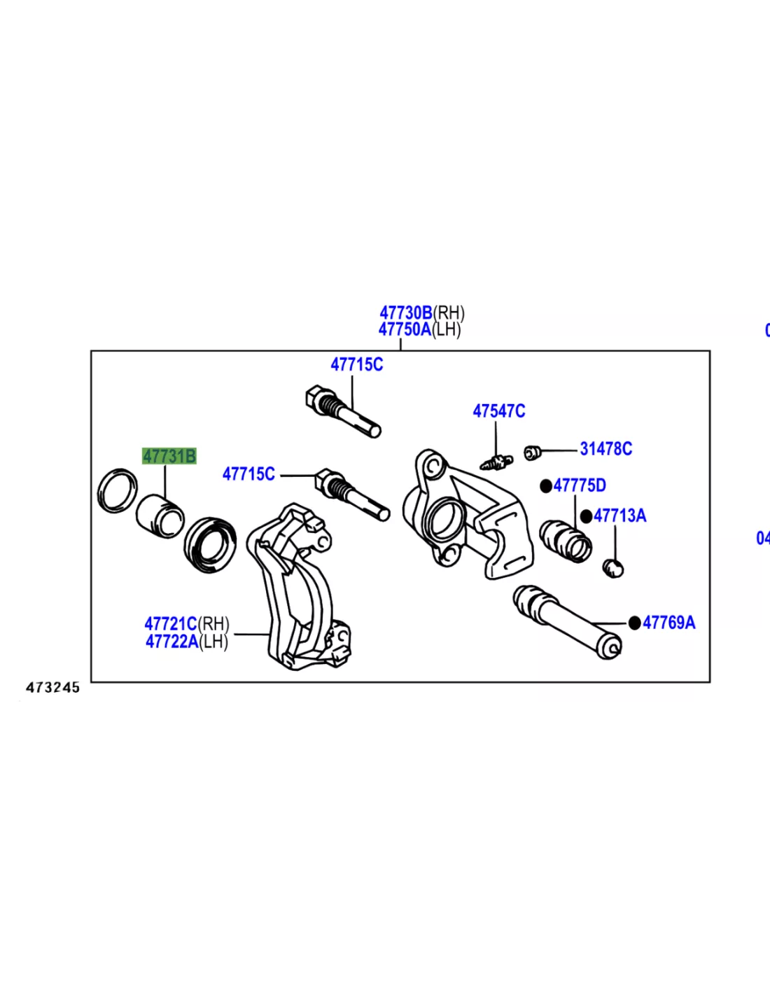 Piston étrier de frein arrière HDJ80 KDJ9 KDJ12 KDJ15 TOYOTA -