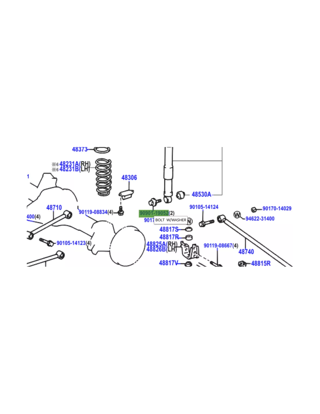 Vis de fixation inférieure amortisseur arrière HDJ100 TOYOTA -