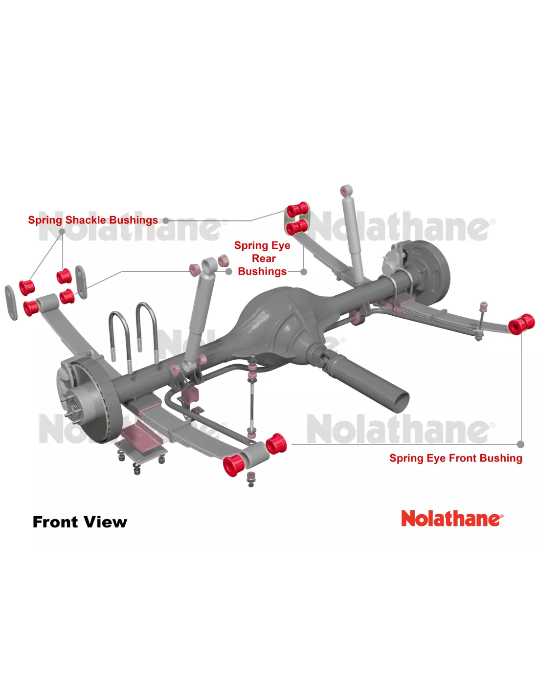 Kit silent blocs polyuréthane Nolathane lames de suspension arrière