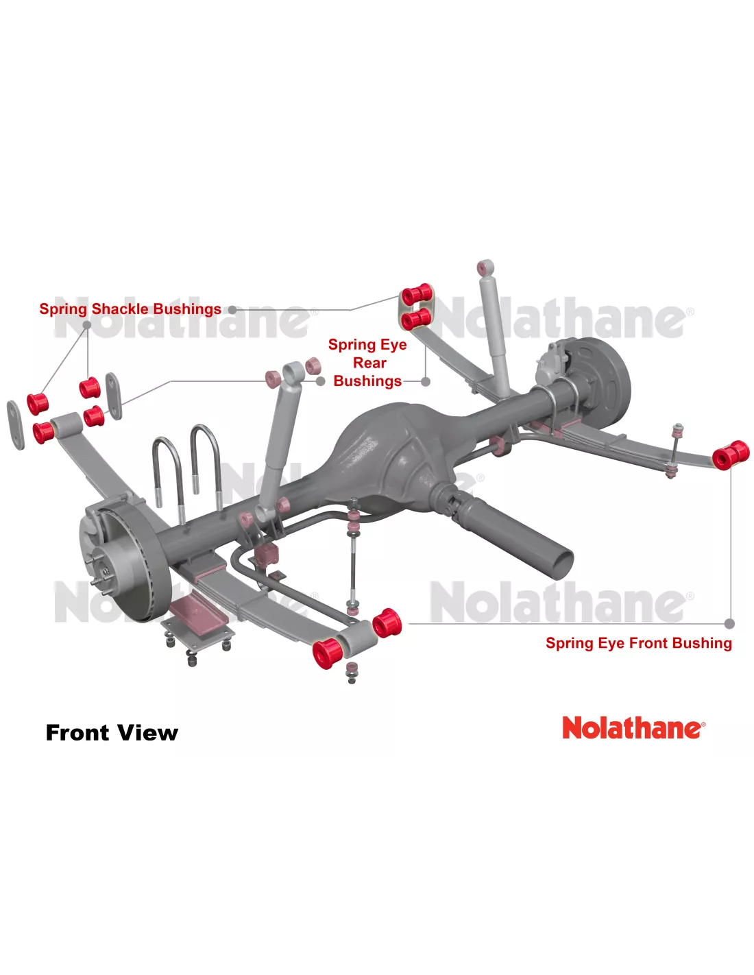 Kit silent blocs polyuréthane Nolathane lames de suspension arrière