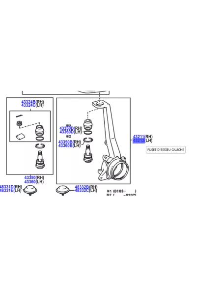 Fusée de suspension avant gauche KZJ9 KDJ9 avec ABS TOYOTA -