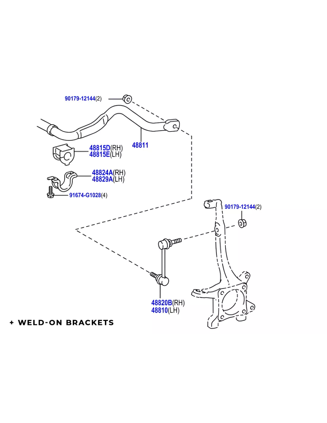 Kit barre stabilisatrice avant fixe Toyota KDJ15 GDJ15 N4-Offroad -