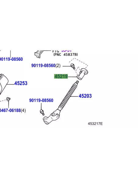 Platine cannelée arbre intermédiaire colonne direction KDJ12 TOYOTA -