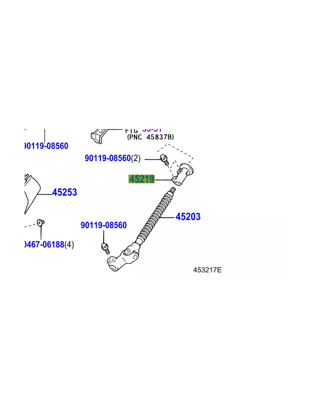 Platine cannelée arbre intermédiaire colonne direction KDJ12 TOYOTA -