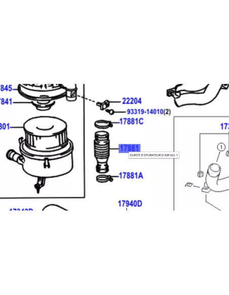 Durite accordéon entre boite à air et turbo HDJ100 08/2002+ TOYOTA -