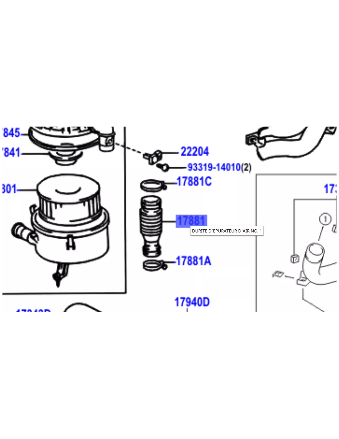 Durite accordéon entre boite à air et turbo HDJ100 08/2002+ TOYOTA -