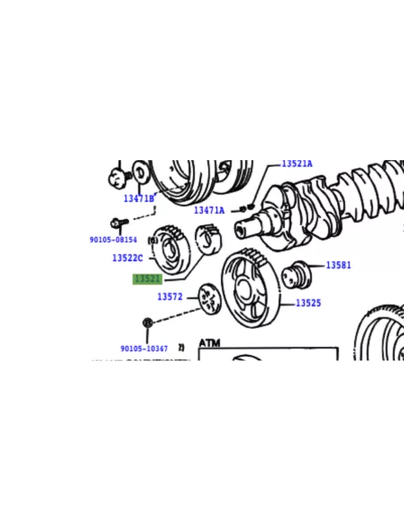 Pignon sur vilebrequin entrainement distribution HDJ100 TOYOTA -