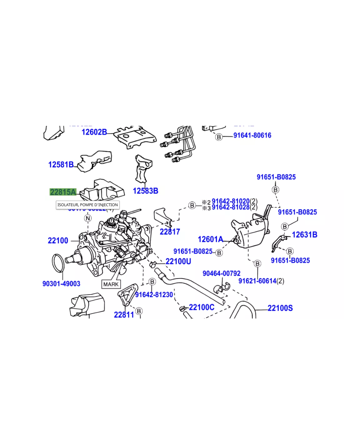 Isolateur pare chaleur supérieur de pompe à injection HDJ100 TOYOTA -