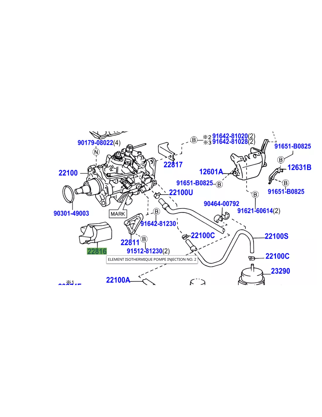 Isolateur pare chaleur inférieur de pompe à injection HDJ100 TOYOTA -
