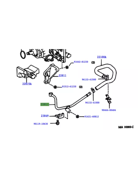 Conduite rigide arrivée gasoil pompe à injection HDJ80 24s TOYOTA -