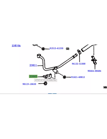 Patte support conduite arrivée gasoil pompe à injection HDJ80 et HZJ7