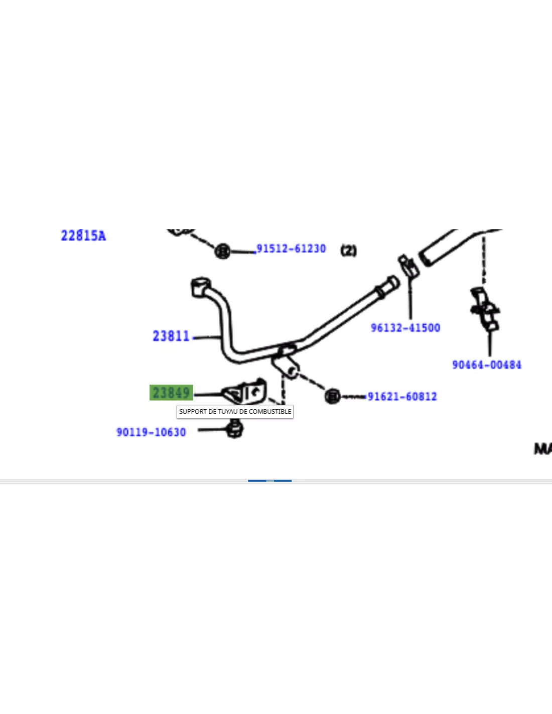 Patte support conduite arrivée gasoil pompe à injection HDJ80 et HZJ7