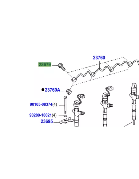 Vis creuse de rampe de retour d'injecteur KDJ9 KDJ12 163cv TOYOTA -