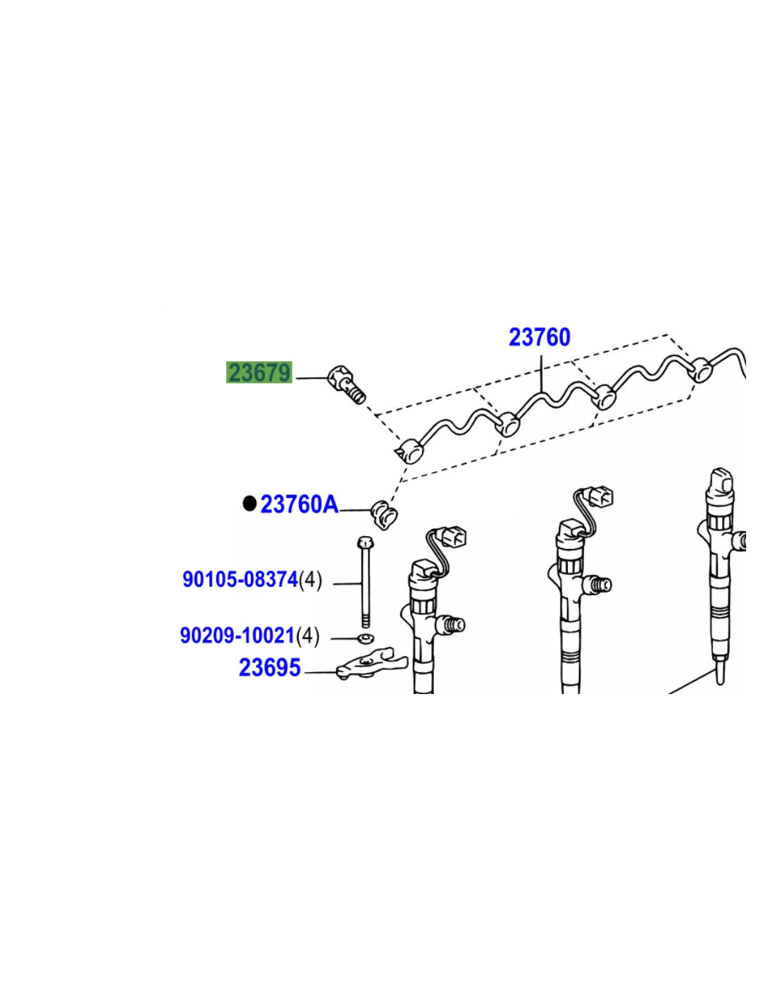 Vis creuse de rampe de retour d'injecteur KDJ9 KDJ12 163cv TOYOTA -