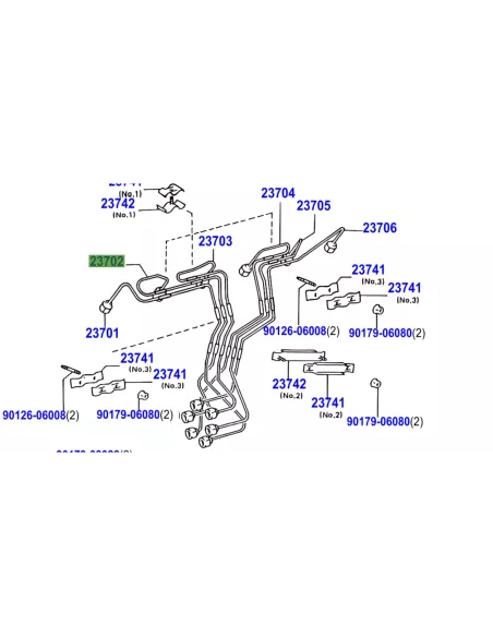 Conduite rigide haute pression injecteur No2 HZJ TOYOTA - accessoire