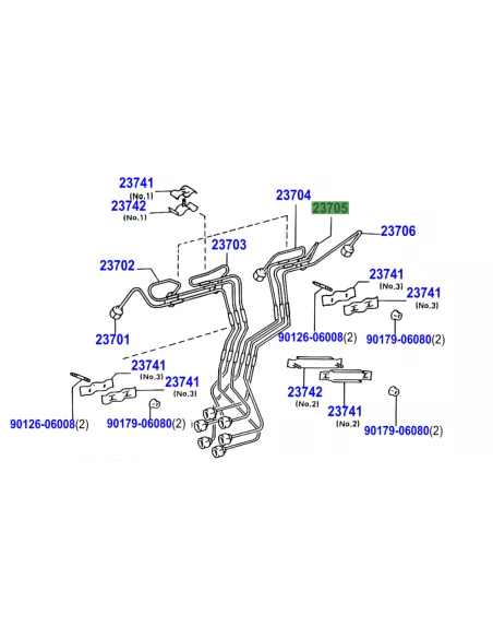 Conduite rigide haute pression injecteur No5 HZJ TOYOTA - accessoire