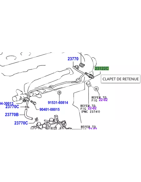 Clapet anti retour sur circuit de retour gasoil KDJ9 KDJ12 TOYOTA -