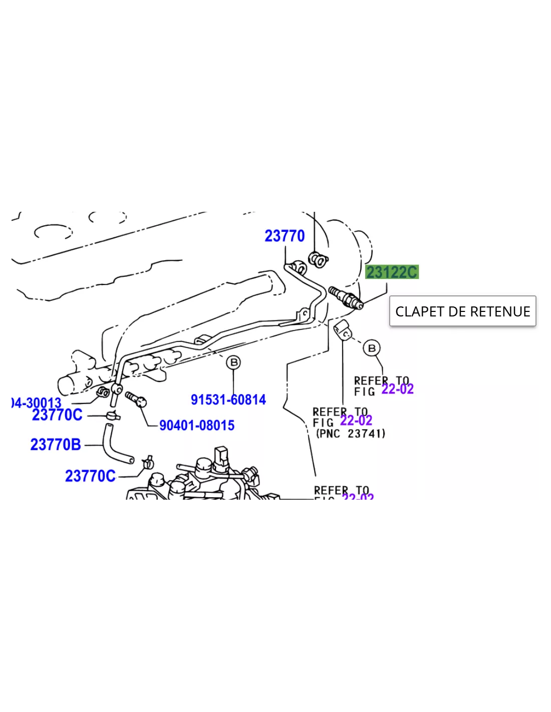 Clapet anti retour sur circuit de retour gasoil KDJ9 KDJ12 TOYOTA -