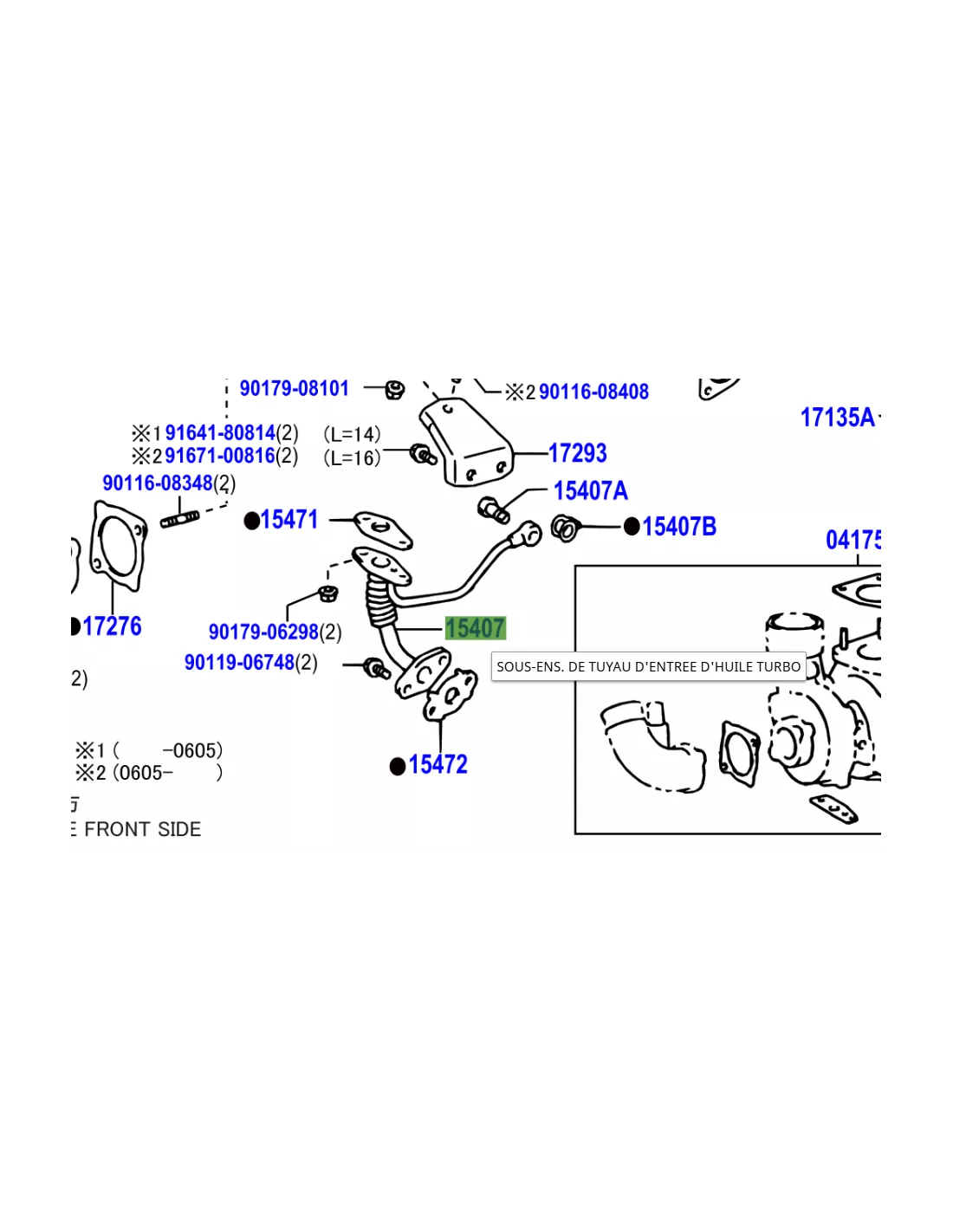 Tube rigide alimentation huile turbo KDJ9 KDJ12 163cv 166cv TOYOTA -