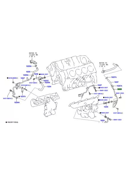 Conduite sur turbo alimentation huile turbo gauche VDJ200 TOYOTA -