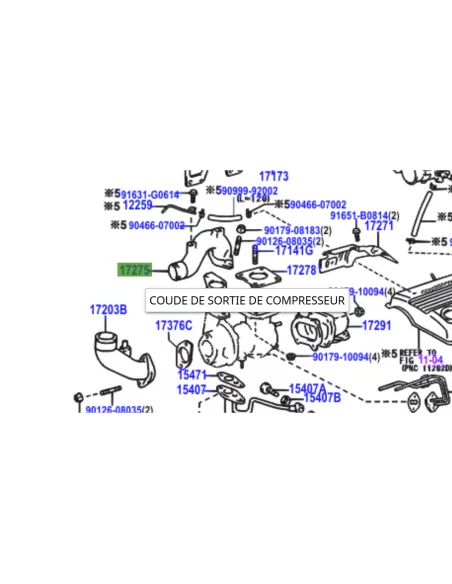 Coude aluminium entre turbo et intercooler HDJ100 avant 08/2002