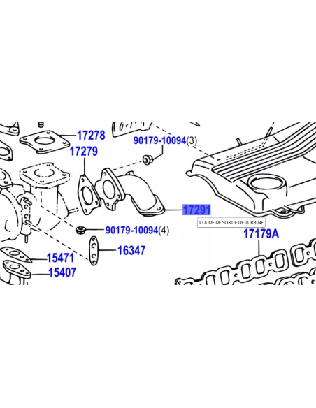 Coude descente de turbo HDJ100 08/2002+ entre turbo et primaire
