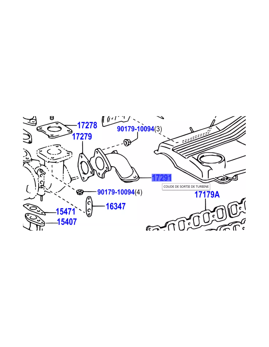 Coude descente de turbo HDJ100 08/2002+ entre turbo et primaire