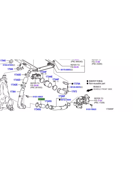 Flexible entre tubes rigides entrée air turbo gauche VDJ200 TOYOTA -