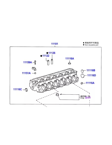 Culasse nue Land Cruiser HZJ78 HZJ79 - avec guides de soupapes TOYOTA