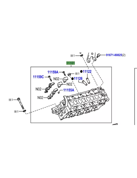 Culasse nue droite VDJ200 286cv - avec guides de soupape TOYOTA -