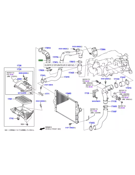Durite accordéon entre boite à air et turbo KDJ15 TOYOTA - accessoire