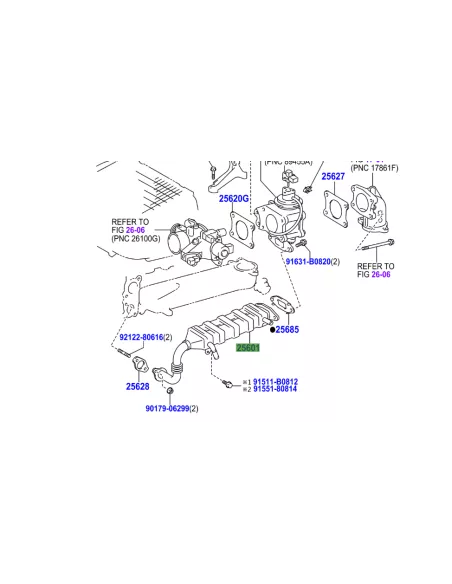 Refroidisseur EGR recirculation gaz échappement KDJ12 166cv TOYOTA -