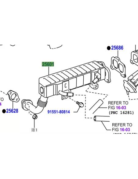 Refroidisseur EGR recirculation gaz échappement KDJ15 190cv TOYOTA -