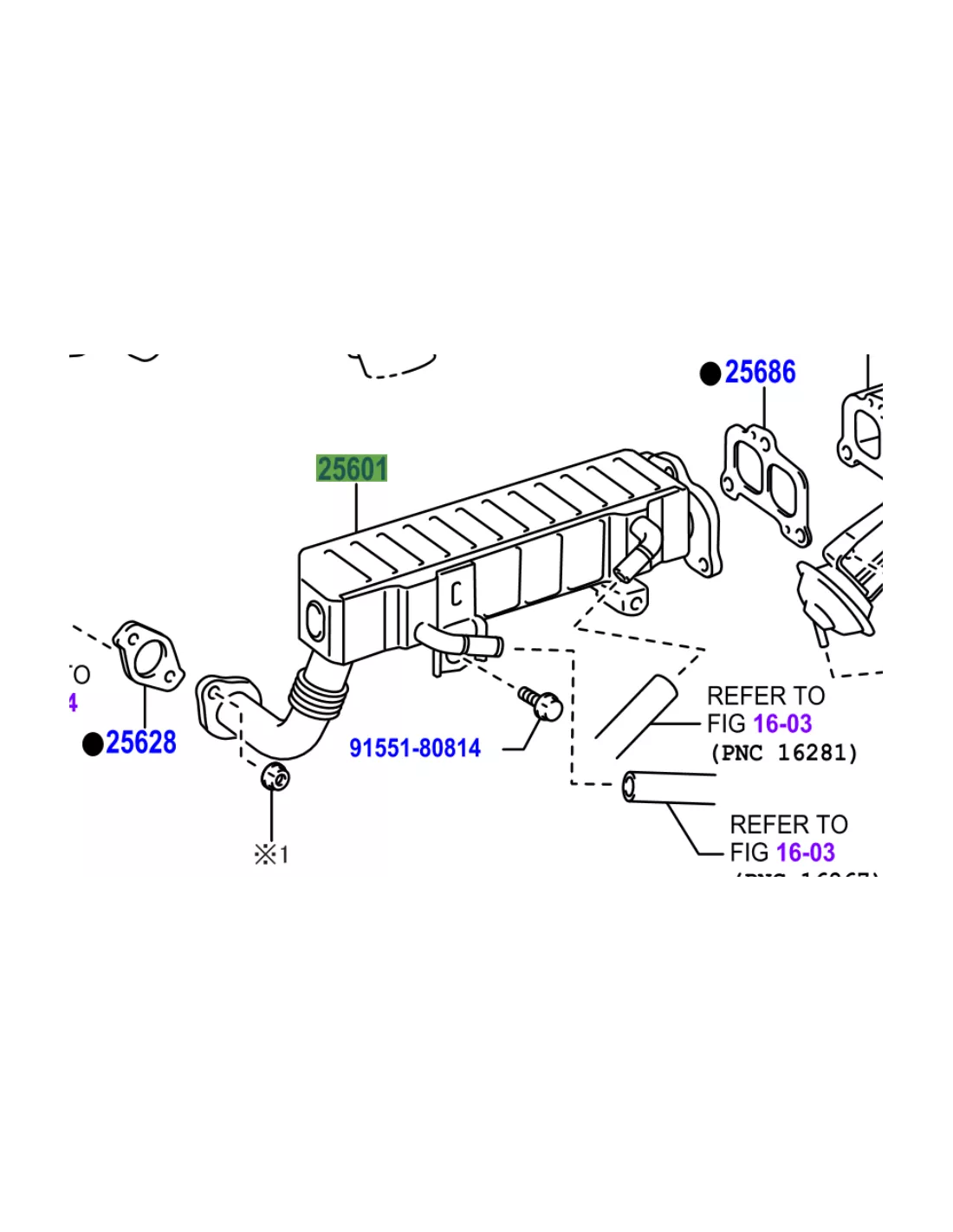 Refroidisseur EGR recirculation gaz échappement KDJ15 190cv TOYOTA -