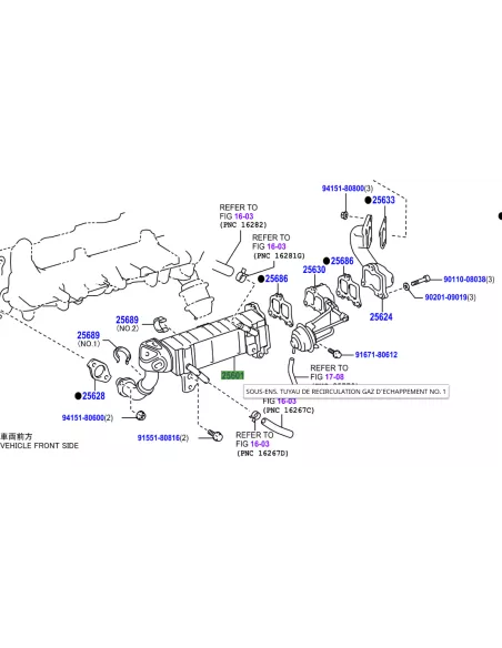 Refroidisseur de vanne EGR Hilux Vigo 3.0D4-D 07/2011+ TOYOTA -
