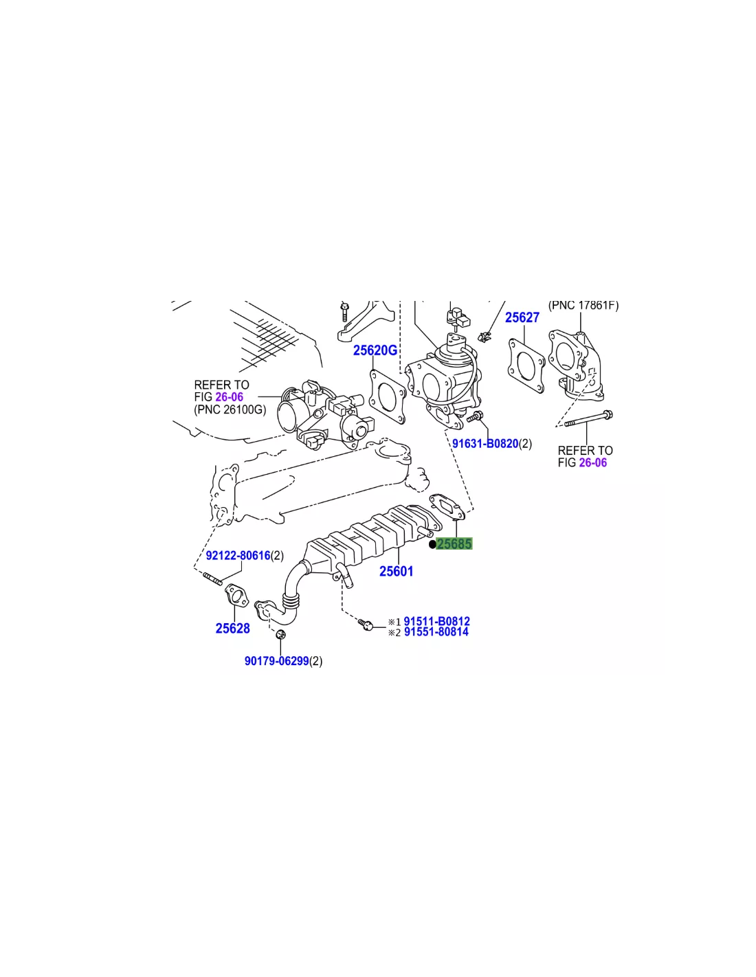 Joint entre refroidisseur et vanne EGR KDJ120 KDJ125 166cv TOYOTA -