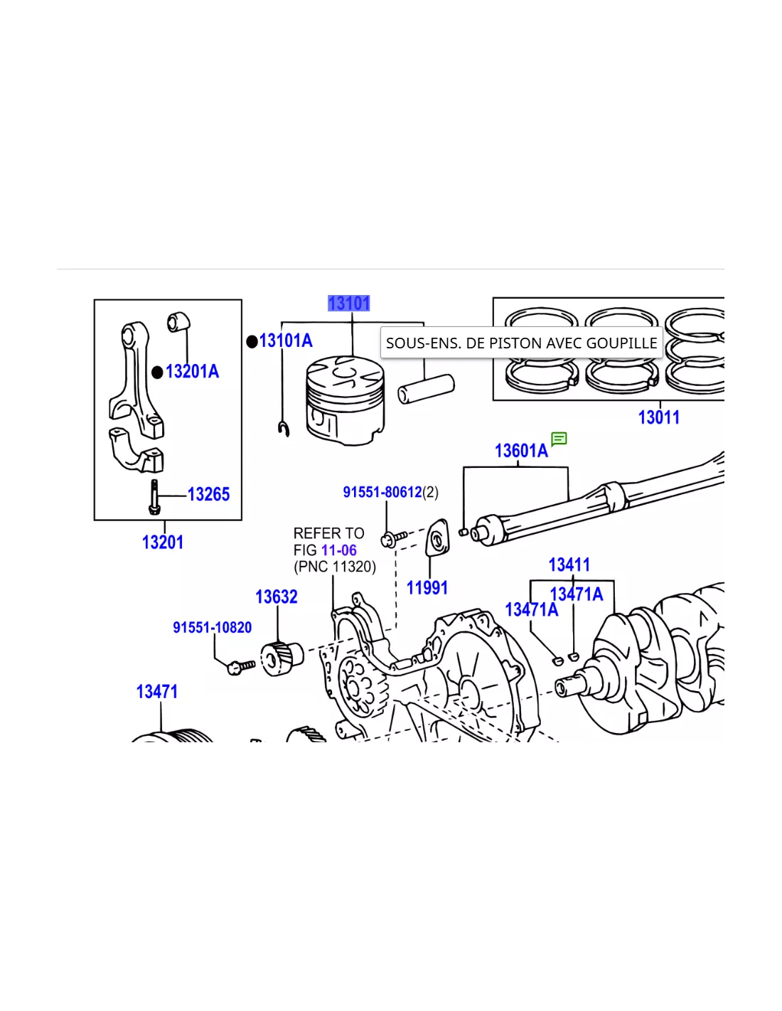 Piston moteur KDJ9 KDJ12 163cv - Marquage 2 - Cote standard TOYOTA -