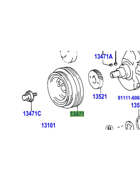 Poulie damper vilebrequin de courroies KZJ7 KZJ9 TOYOTA - accessoire