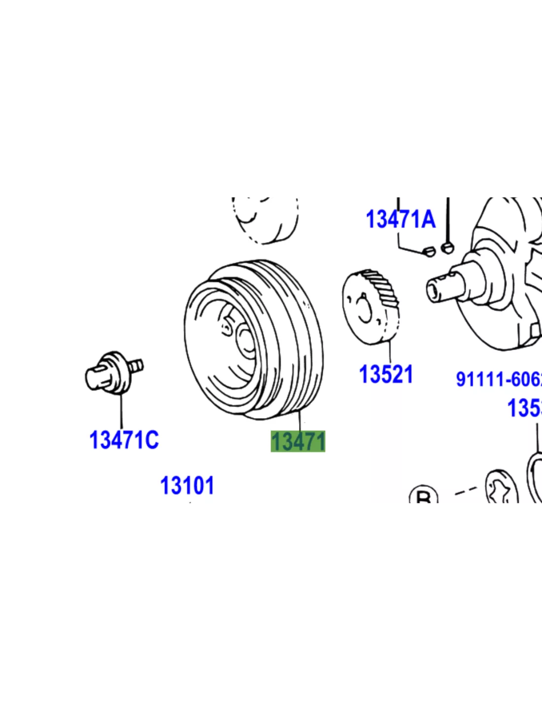 Poulie damper vilebrequin de courroies KZJ7 KZJ9 TOYOTA - accessoire