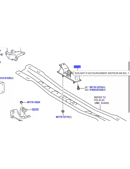 Silent bloc support moteur côté boite de vitesses automatique HDJ100