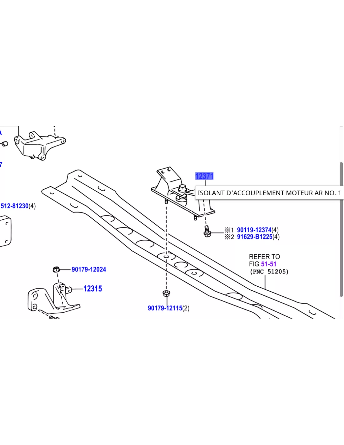 Silent bloc support moteur côté boite de vitesses automatique HDJ100