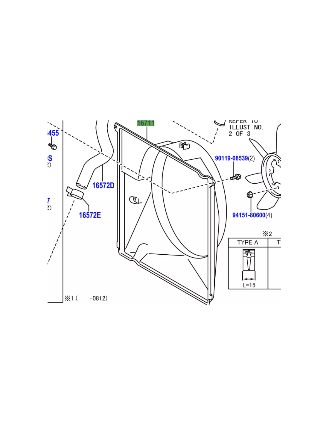 Buse radiateur tunnel hélice visco coupleur ventilateur VDJ200 TOYOTA