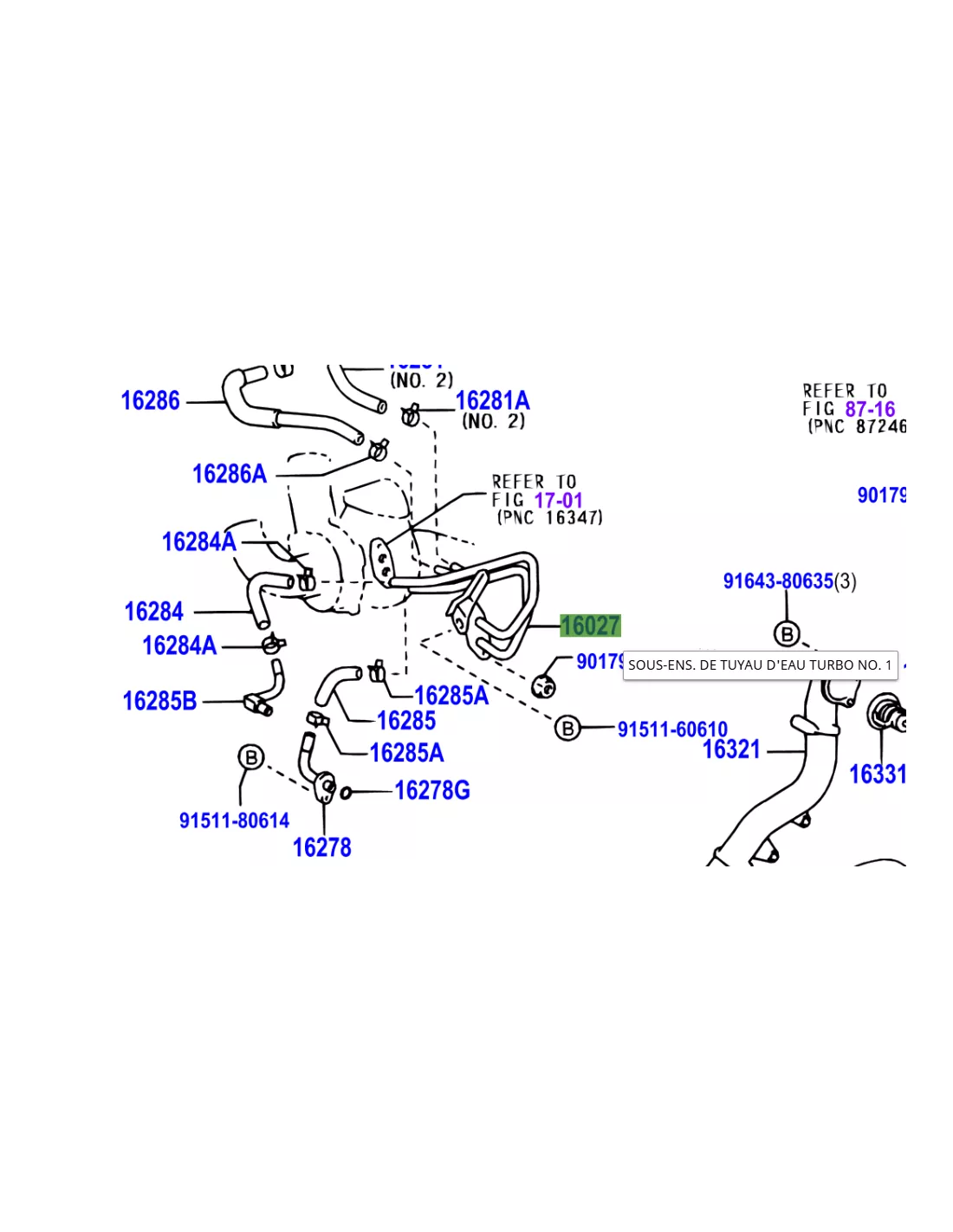 Conduite rigide refroidissement turbo sur turbo KDJ9 KDJ12 163cv