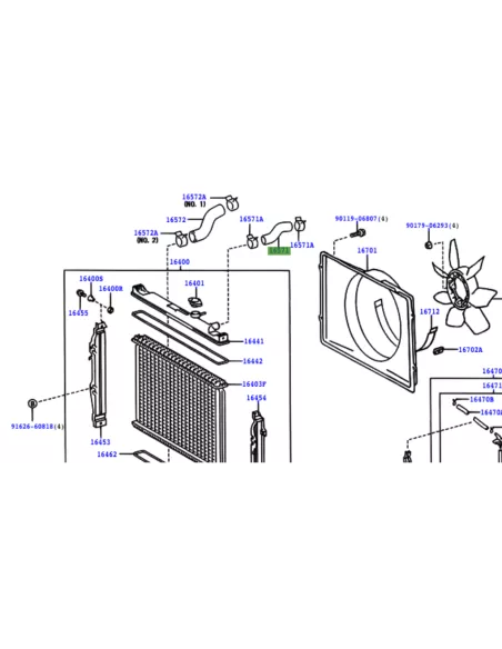 Durite supérieure radiateur de refroidissement KDJ90 KDJ95 TOYOTA -