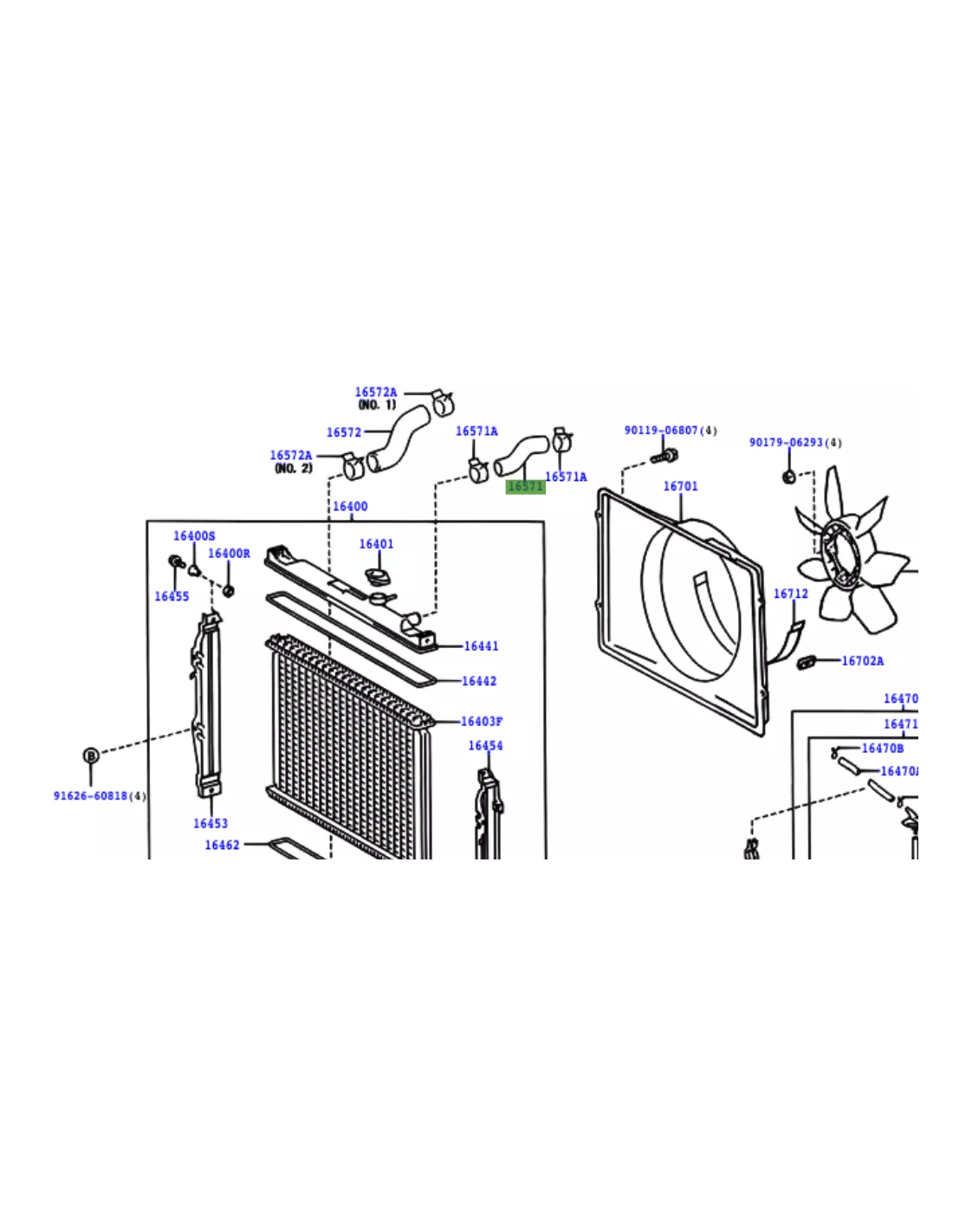 Durite supérieure radiateur de refroidissement KDJ90 KDJ95 TOYOTA -